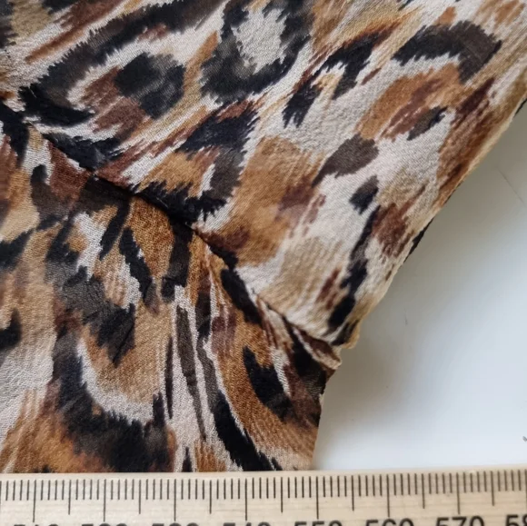 SILK POMEGRANATE Womens Kaftan Top One Size Brown Animal Print Beaded - Picture 7 of 11